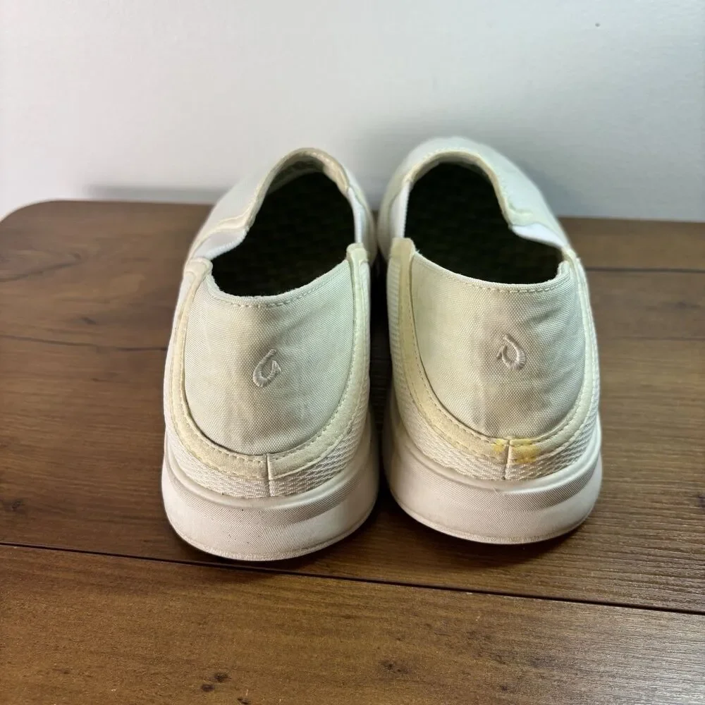 OluKai Ki'hele Women's Slip On Folding Heel Sneaker Shoe White Size 11